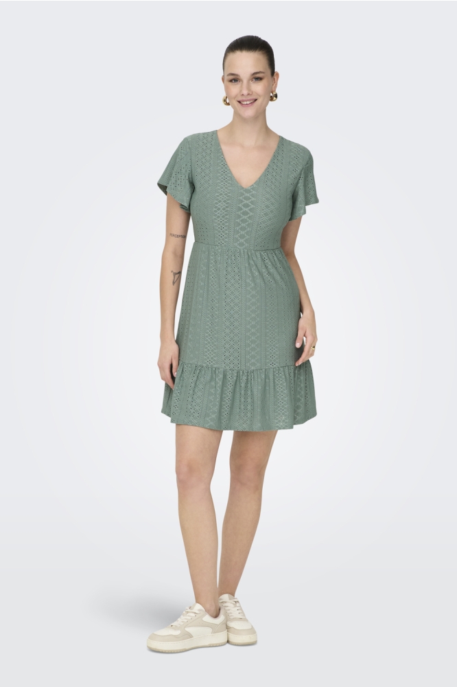 ONLSANDRA S/S V-NECK DRESS JRS NOOS 15289687 CHINOIS GREEN